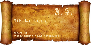 Mikita Hajna névjegykártya
